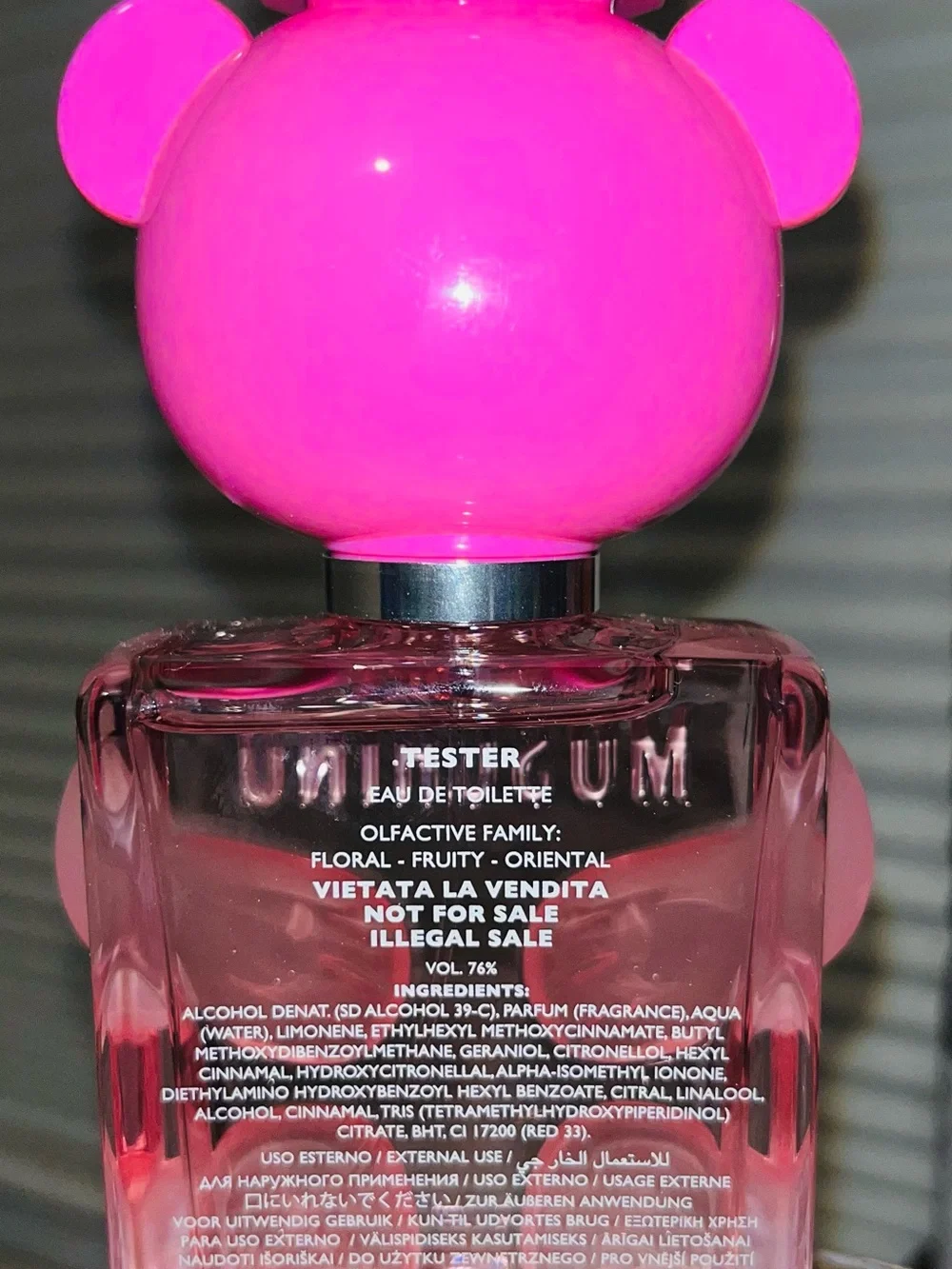 Moschino Hot Pink Teddy Bear Body Oil Bottle